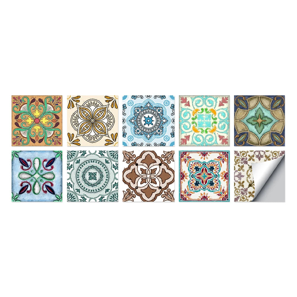 Tile Stickers Waterproof Kitchen Retro Moroccan Self Adhesive Bathroom Decal Vinyl Peel And Stick Wall Decoration Wallpaper