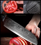 Kitchen Knife Japanese Laser Pattern Chef Knife Ultra sharp Santoku Slicing Knife Ergonomic color wood handle Cut meat,vegetable