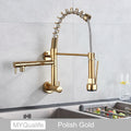 Chrome Black Pull Down Kitchen Faucet Single Cold Water Dual Swive Spout Mixer Wall Mounted Faucet 360 Rotation Bathroom Tap