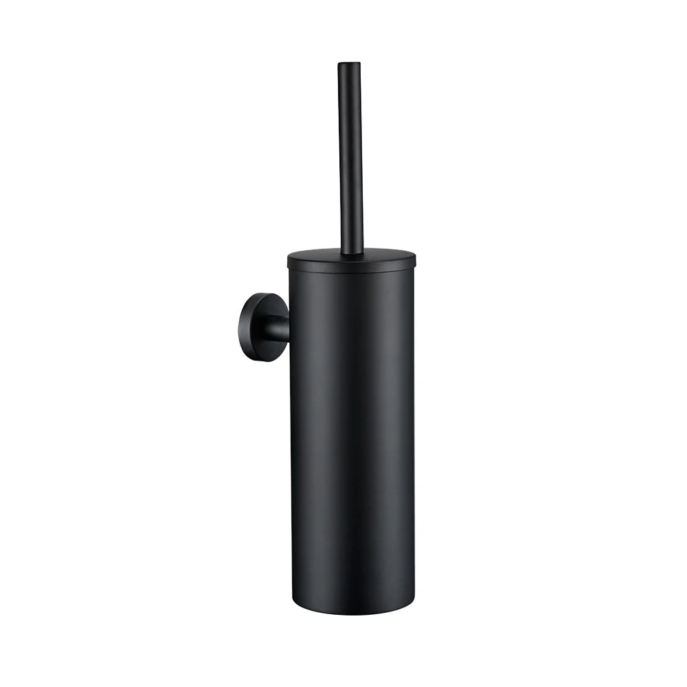 Black Toilet Brush Holder In Wall For Bathroom Set Modern Style 304 Stainless Steel Material No Dead Toilet Cleaning