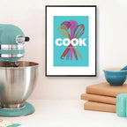 Kitchen Utensils Wall Art- Gourmet Chef gift, Homemade is best Kitchen Art print, Modern Mid Century style Foodie gift