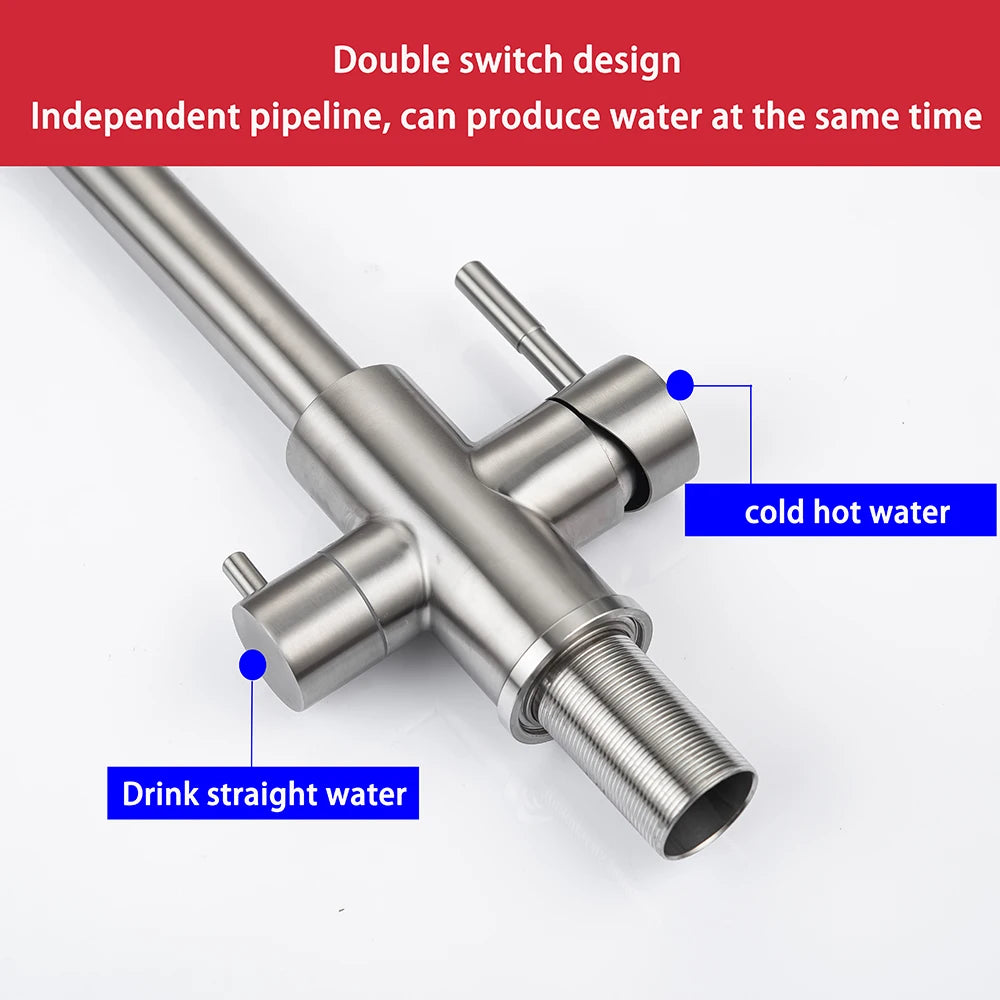 Black Filtered Kitchen Faucet Water Filter Kitchen Faucets Filter Faucet Mixer Water Purification Water Drinking Water Taps