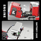 MOULD KING 17022 Technical Fire Engine Truck Remote Controlled Building Blocks Toys Set with Turntable Ladder