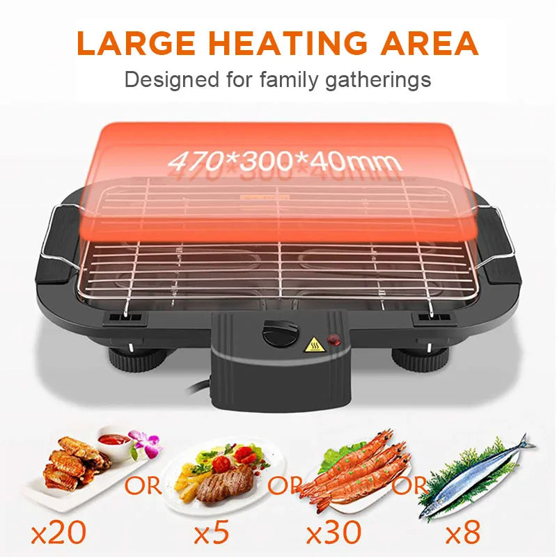 New 2025 Electric Table Top Grill BBQ Barbecue Garden Camping Cooking Indoor 1300W