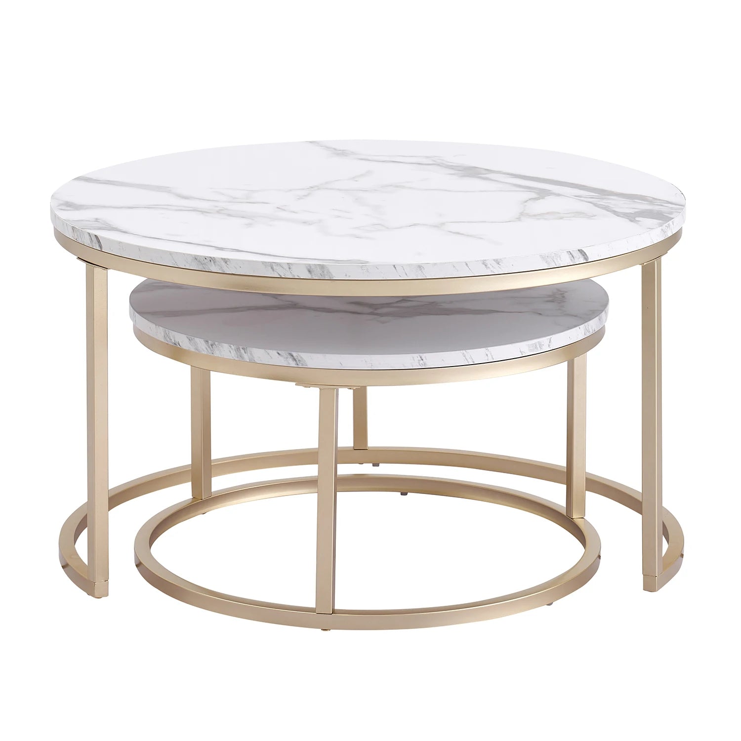 2Pcs Coffee Table Round 2 in 1 End Side Table Desk Nordic Marble Glass Home Sofa Tables Living Room Luxury Side Tables 60CM/80CM