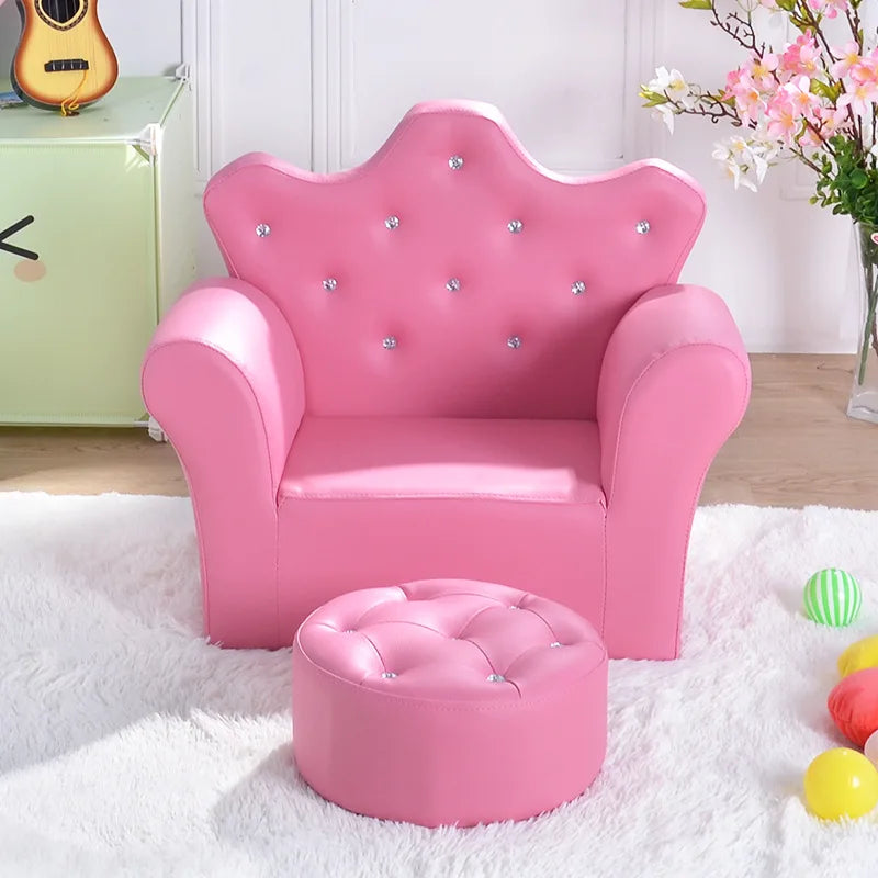 K-STAR High-quality Supplier Of Children's Furniture Sofas Korean Style Crown Pull Buckle Combination Sofa Fashionable Footstool