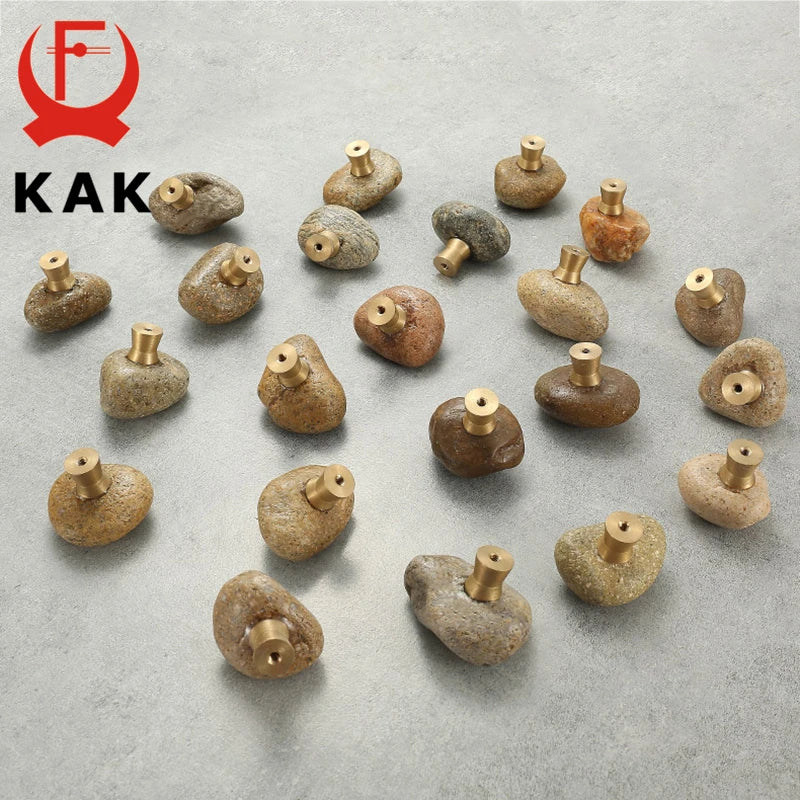 KAK Cobblestone Natural Stone Cabinet Knobs Individual Dresser Pulls  Kitchen Handle Drawer Knobs Furniture Handle Hardware