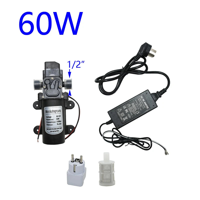 DC 12Volt 60w 80w 100w Diaphragm pump Water Micro High Pressure Self-Priming Booster Pump for Garden irrigation car wash