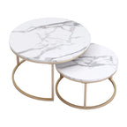2Pcs Coffee Table Round 2 in 1 End Side Table Desk Nordic Marble Glass Home Sofa Tables Living Room Luxury Side Tables 60CM/80CM