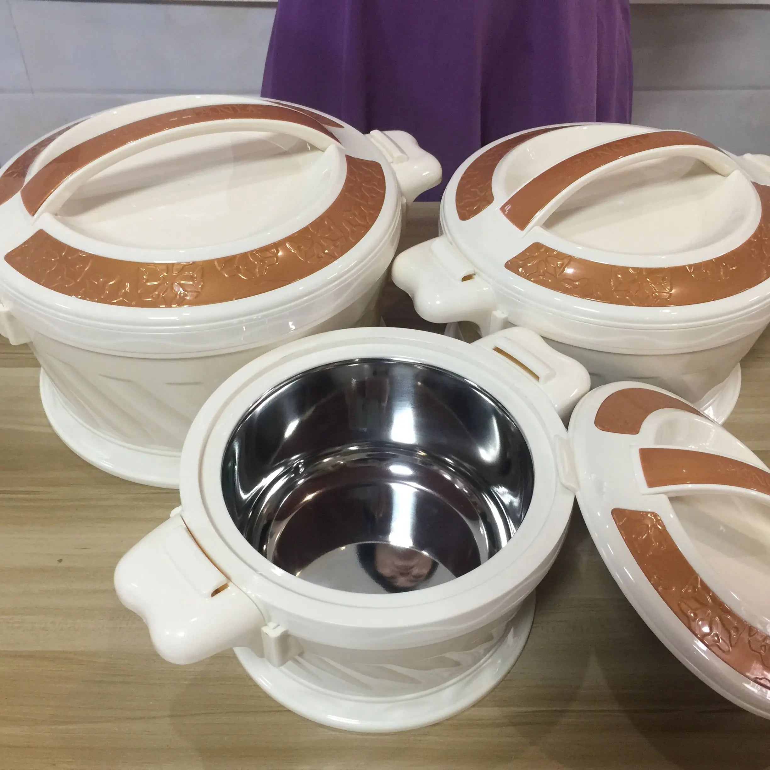 3 Pcs/Set 2.2/4.2/5.2L  Ramadan Street family gathering Large Capacity Food Warm Insulated Rice Bucket With Handle  Lunch Box