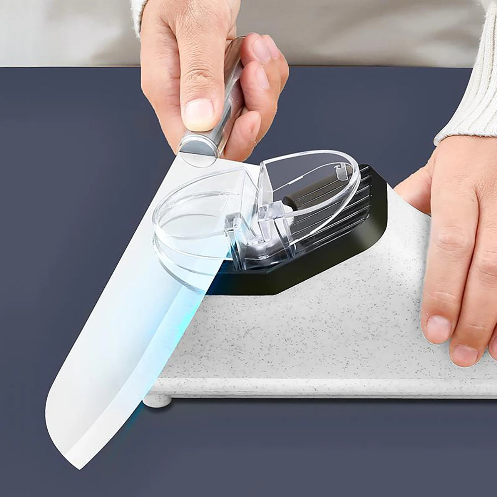 USB Electric Knife Sharpener Adjustable For Kitchen Knives Tool Knife Scissor Sharpening White medium and fine grinding blade
