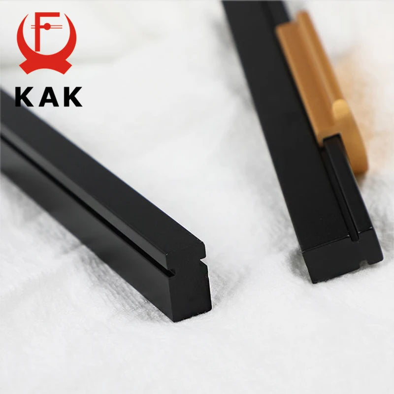 KAK Fashion Black Kitchen Cabinet Handles Aluminum Alloy Cupboard Door Pulls Gold Drawer Knobs Long Furniture Handle Hardware