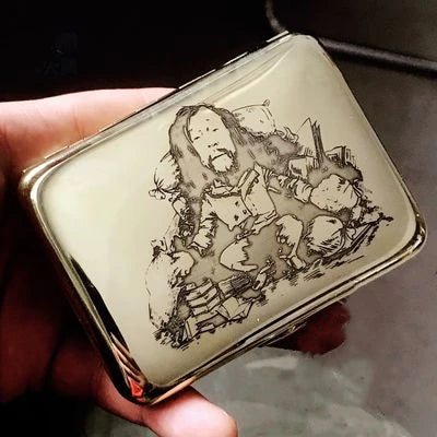 Pure Copper Engraving Cigarette Case, 16 Sticks, Anti-pressure Portable Storage, Smoking Vintage Box