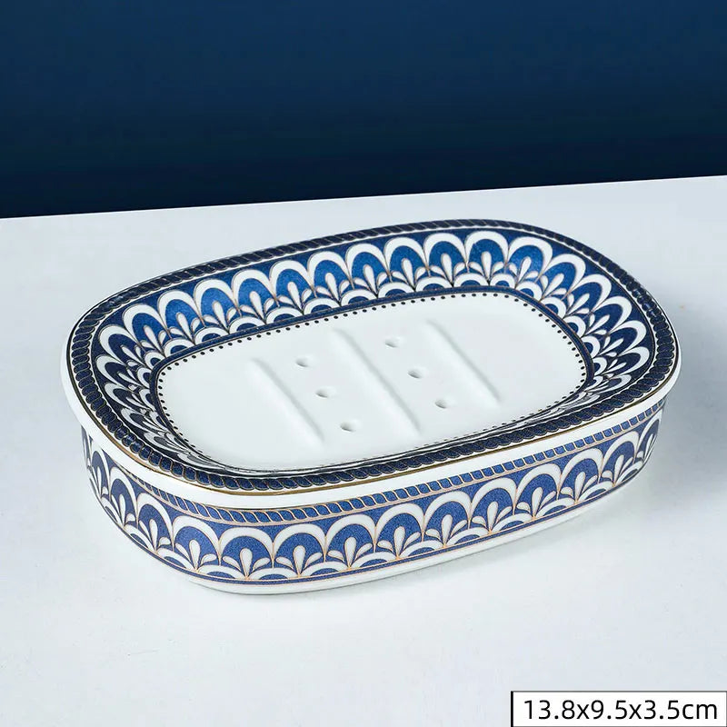 Nordic Home And Hotel Gold Inlay Double Layer Soap Holder Bathroom Ceramic Soap Dish With Drain Porte Savon держатель для мыла