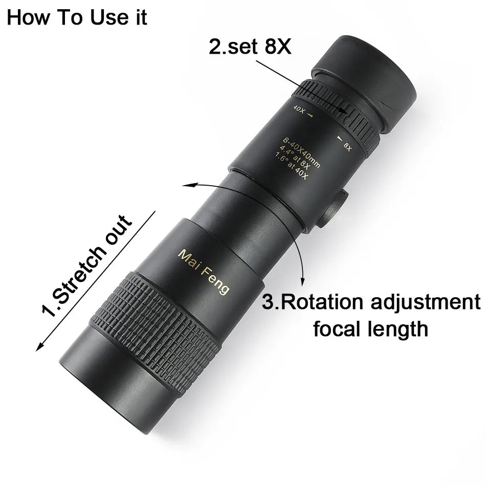Professional Waterproof Monocular w/ Phone Clip & Tripod