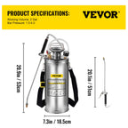 SucceBuy 4-12L Hand Powered Sprayer Stainless Steel Watering Spraying Sprinkling Atomizer Pump Home Garden Cleaning Sprayer