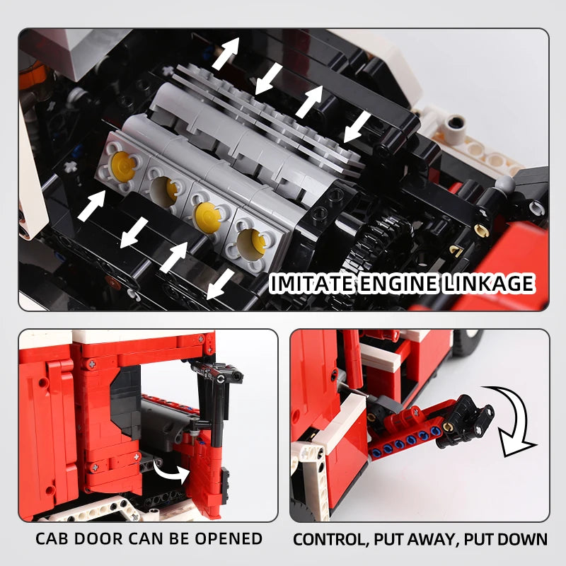 MOULD KING 17022 Technical Fire Engine Truck Remote Controlled Building Blocks Toys Set with Turntable Ladder