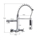 Myqualife Kitchen Faucet Torneira Cozinha Double Handle Mounted On Spring Faucet With 2 Nozzles Chrome Finish New Grifo Cocina