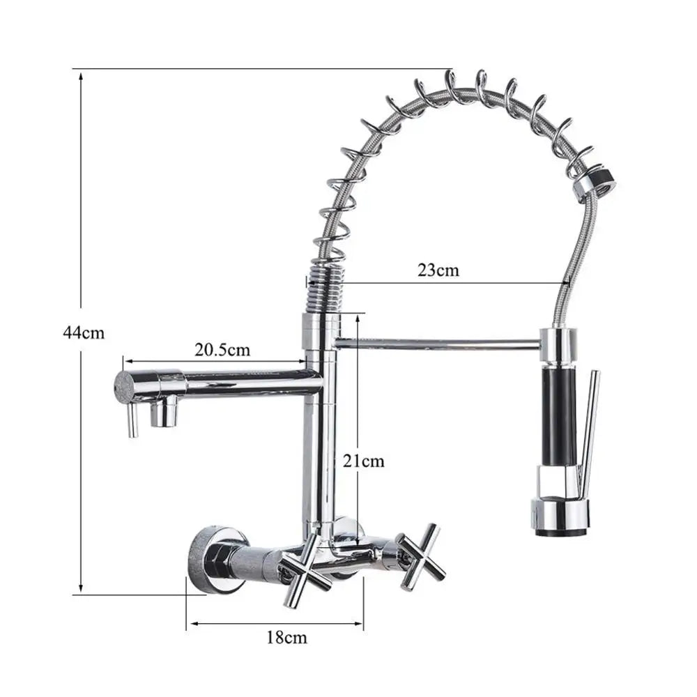 Myqualife Kitchen Faucet Torneira Cozinha Double Handle Mounted On Spring Faucet With 2 Nozzles Chrome Finish New Grifo Cocina