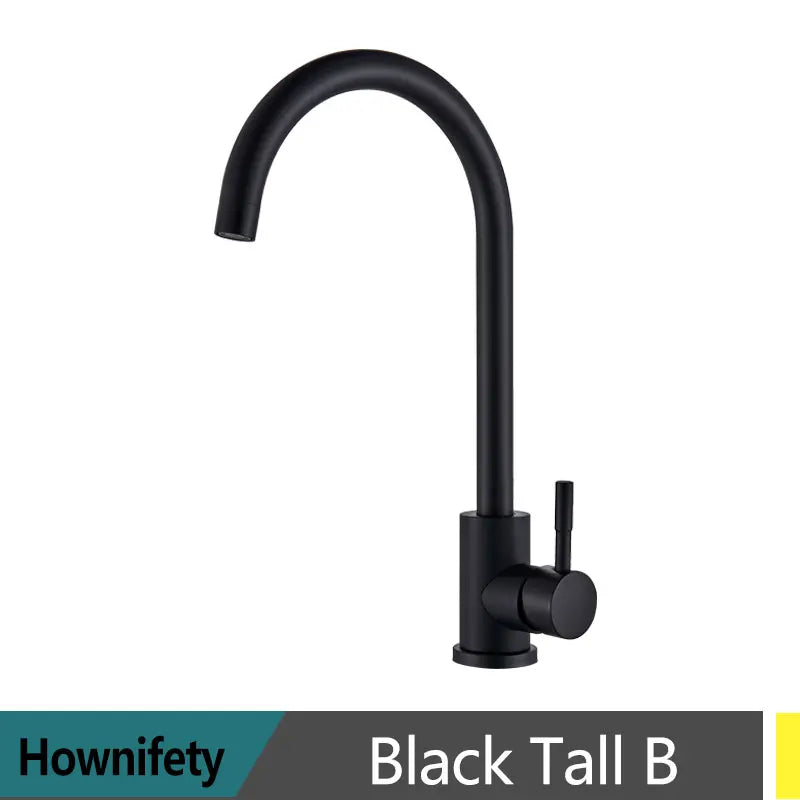 Black Modern Bathroom Basin Faucet Stainless Steel Hot Cold  Wash Mixer Crane Tap  Free Rotation Sink Faucets Single Handle