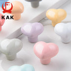 KAK Ceramic Cartoon Cabinet Knobs and Handles Colorful Heart Drawer Closet Handles Kids Room Furniture Handle Door Hardware