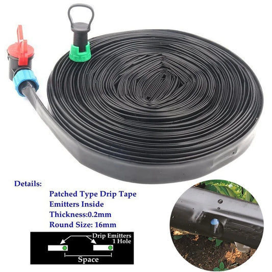 5~50m Drip Irrigation System Rain Drip Tape Farm Greenhouse Home Garden Plants Trickle Irrigation Drip Hose Emitter Inside