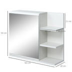 Kleankin bathroom cabinet with mirror with 3 open shelves 60x18x50 cm White