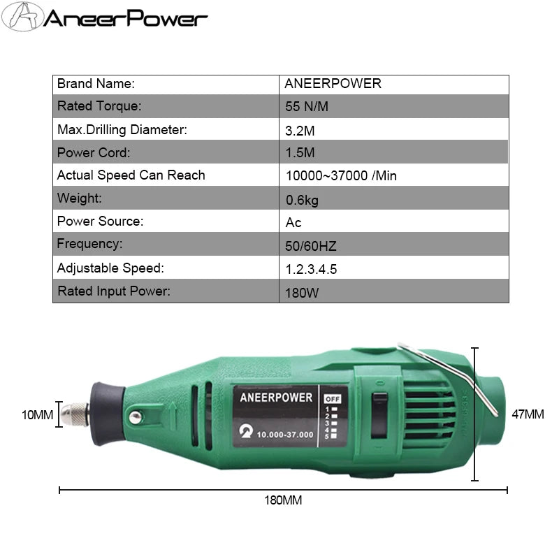 Electric Grinder 180w Mini Drill Dremel Style Engraving Pen Drill DIY electric Rotary Tool Grinder Power Polishing Engraving