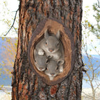 Squirrel Tree Hugger Yard Art Outdoor Tree Hole Statues Tree Face Decor Novelty Garden Decoration Outdoor Yard Art Sculpture