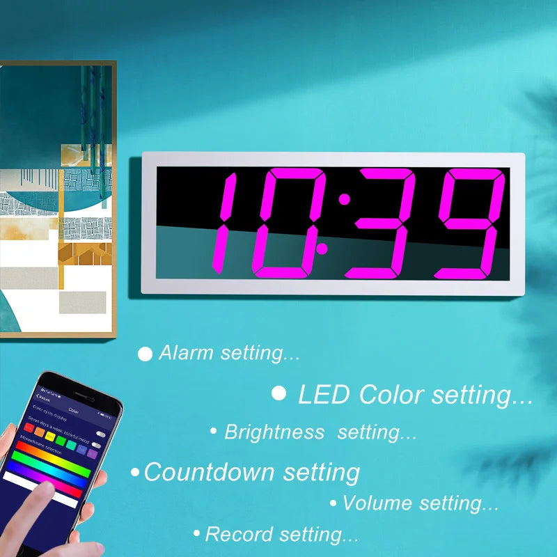 Smart Digital Wall Clock with APP Control & Alarm