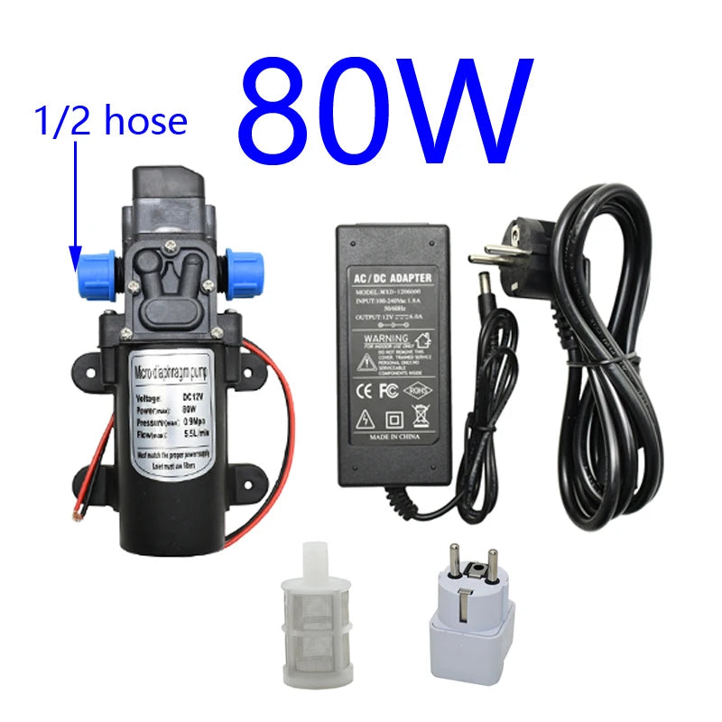 DC 12Volt 60w 80w 100w Diaphragm pump Water Micro High Pressure Self-Priming Booster Pump for Garden irrigation car wash