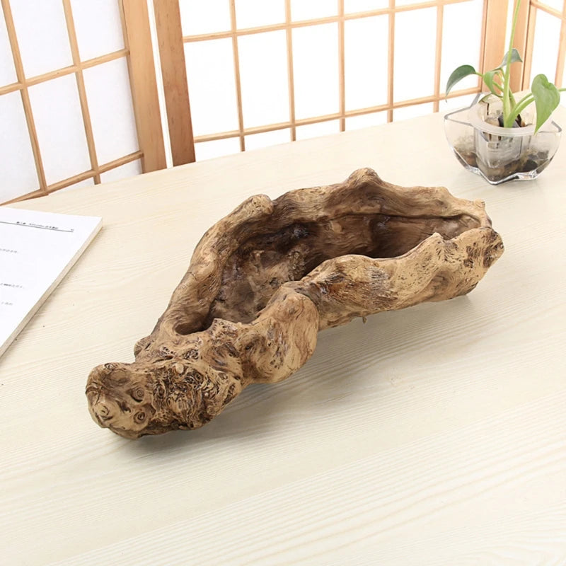 Resin Tree Stump Planter Artificial Driftwood Sculpture Succulent Flower Pot