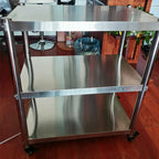 Stainless Steel Kitchen Storage Rack with Brake Wheels, Microwave Oven Rack, Multi-Layer Floor Stand