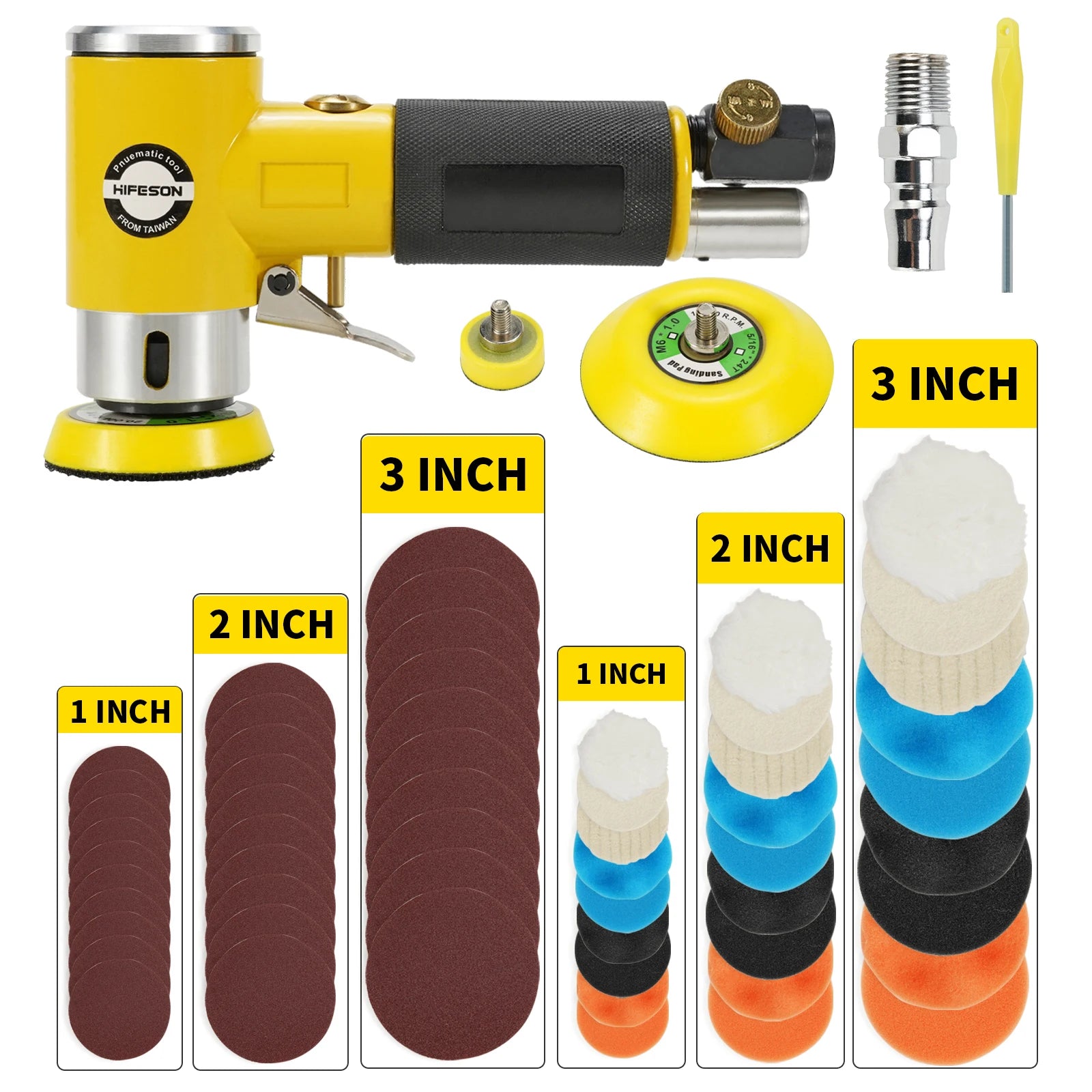 2inch/3inch Mini Orbital Air Sander Pneumatic Polishing Grinding Machine Air Tools Buffer Dual Action Orbital Polisher