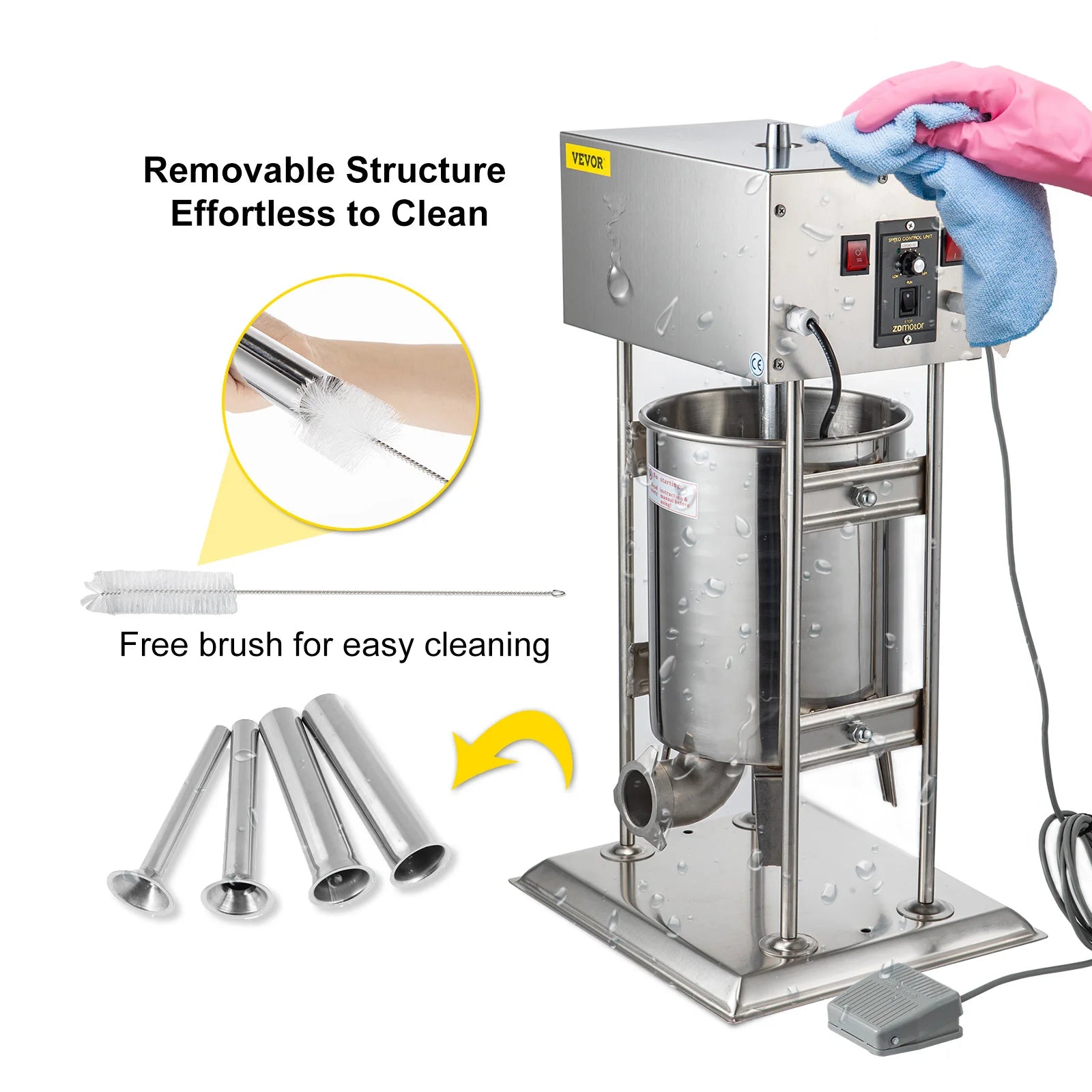 VEVOR 10-30L Vertical Sausage Stuffer Automatic Filling Machine Food Processors Kitchen Accessories Home Appliance for Hot Dog