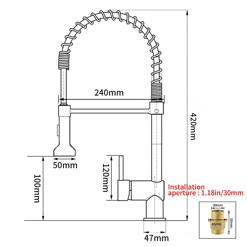 United States Canada G9/16 Kitchen Faucets Silver Faucets for Kitchen Sink Pull Out Spring Spout Mixers Tap Hot Cold Water Crane
