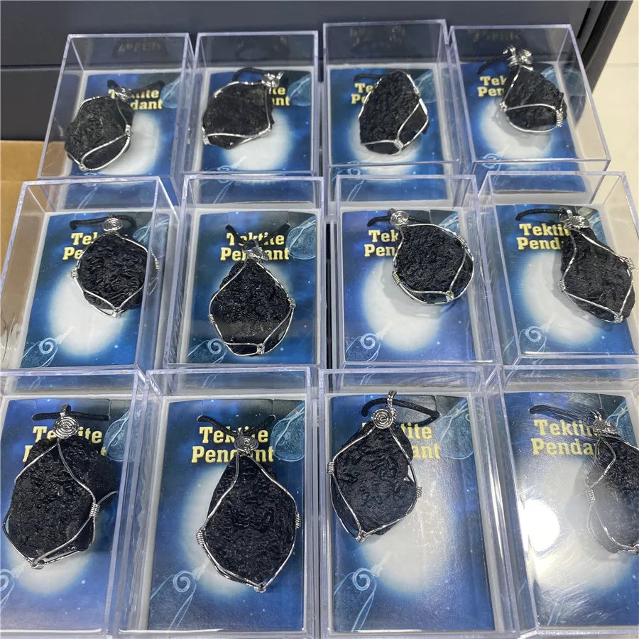 Hi-end Natural Stone Meteorite Black Tektite Specimen Spiritual Energy Stone Crystal Healing