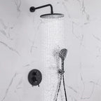 Black Concealed Shower System Rain Waterfall Bathroom Embedded Shower Faucet Set with Tub Spout