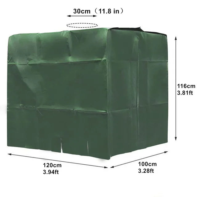 Zipper IBC Tote 275 Gallon 1000L Outdoor Water Tank Protective Cover(Green)