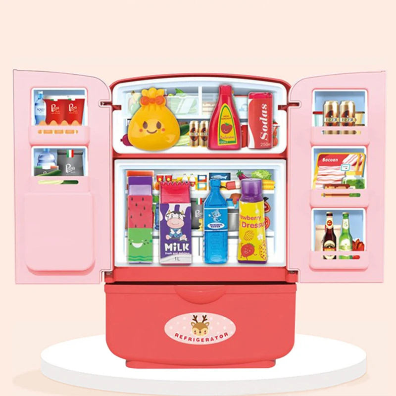 New Kids Toy Simulation Fridge Refrigerator Accessories Pretend Play Educational For Kids Kitchen Set Food For Children's Gifts