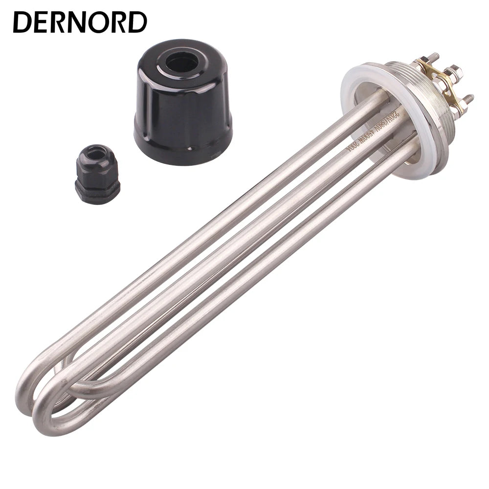 DERNORD 2 Inches Tri-Clamp Brewing Heating Element SUS304 3/4.5/6/9/12kw Immersion Water Tubular Electric Heater 220V 380V