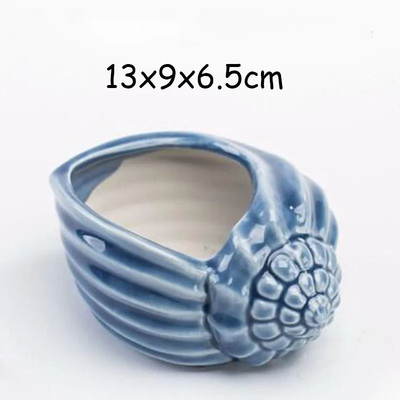 Pocelain Blue Fish Flower Vase European Style Cute Fleshy Flowerpot Mini Bonsai Cactus Flower Pot for Home Garden Home Decor