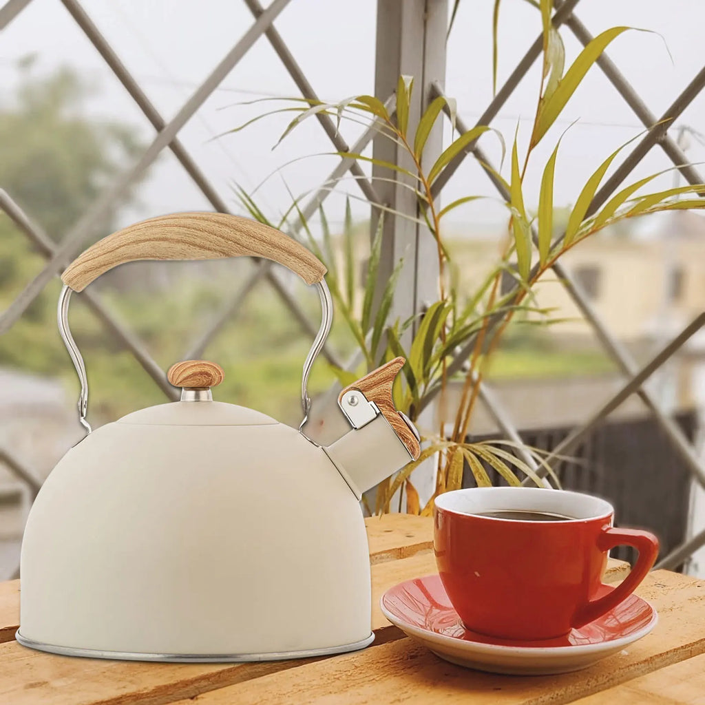 2.5L Stainless Steel Whistling Tea Kettle Food Grade Tea Pot for Make Tea Boil Water Compatible with Gas Stoves Induction Cooker