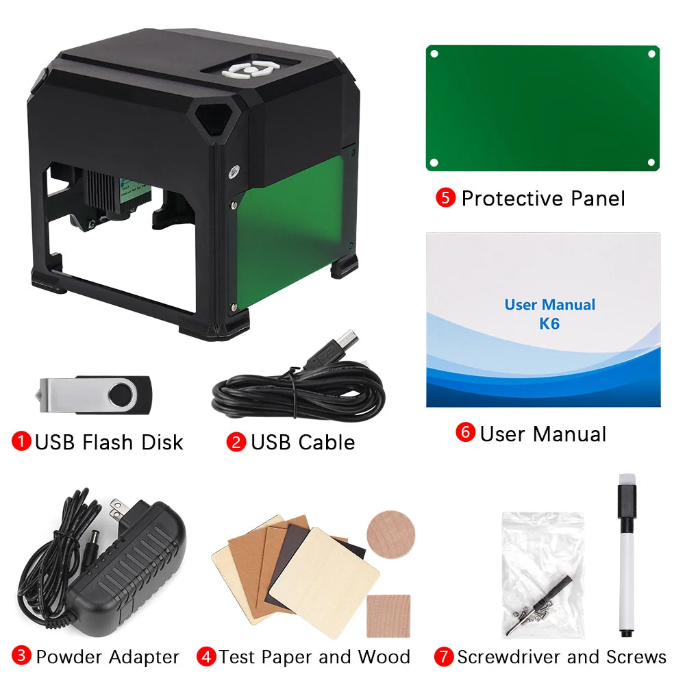Yofuly 3000mw Laser Engraver Mini Desktop Cutting Machine CNC Engraving Machine DIY Logo Printer Woodworking for Wood Leather