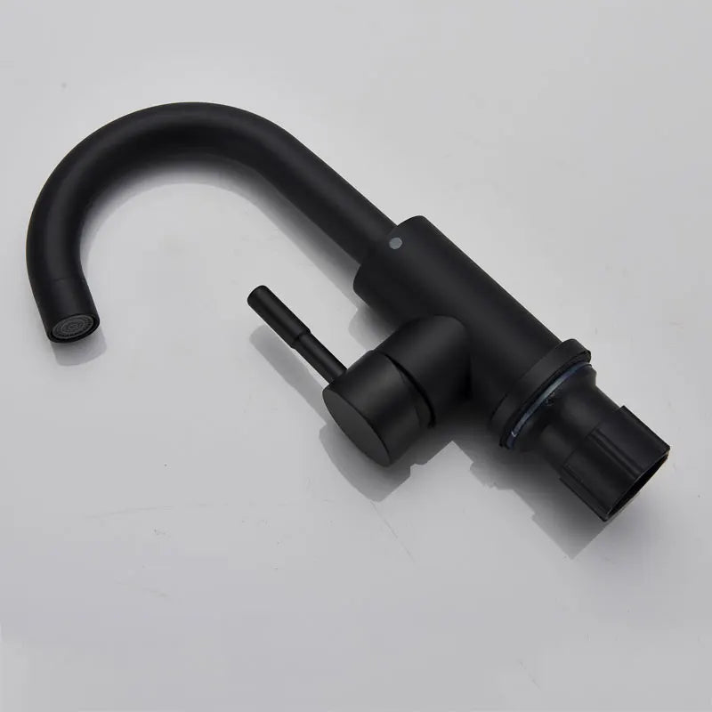 Black Modern Bathroom Basin Faucet Stainless Steel Hot Cold  Wash Mixer Crane Tap  Free Rotation Sink Faucets Single Handle