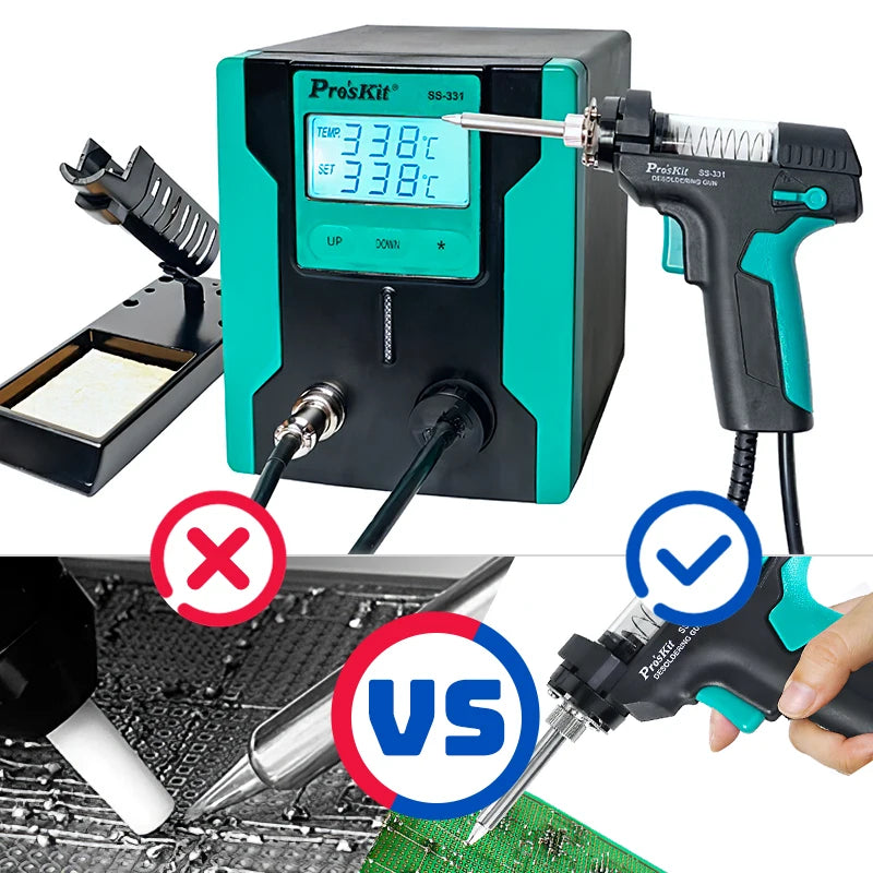 Pro'sKit SS-331H Desoldering station LCD Digital Electric Soldering Suction Pump High Power Strong Auto Sleep Vacuum Solder Gun