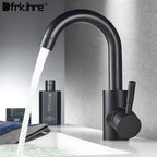 Dfrkjhre Bathroom Basin Faucet Matte Black Series for Sink Vessel Stainless Steel Hot and Cold Water Mixer Tap Crane