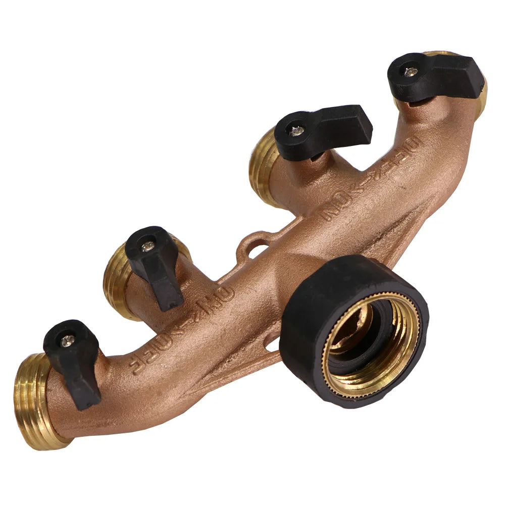 1PC BSP NPT 3/4" 4-Way Brass Plastic Garden Hose Splitter Y-Type Watering Connector Distributor For Outdoor Tap Faucet Adapter