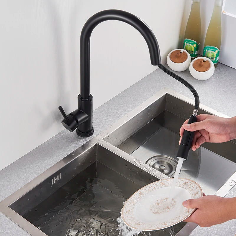 Black Pull-Out Sensor Kitchen Faucet - Touch Control Mixer Tap