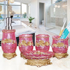 European 5pcs Bathroom Set/Resin Bathroom Accessories Kit/Toothpick Holder/Soap Dispenser/Tooth Brush Holder/Cup Soap Dish Tray
